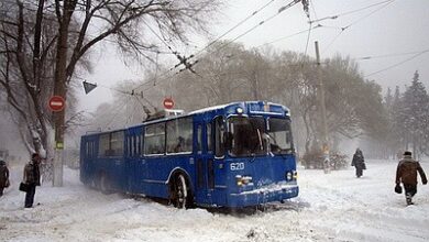 У Дніпрі пасажири штовхали тролейбус, який застряг у товщі снігу (Відео)