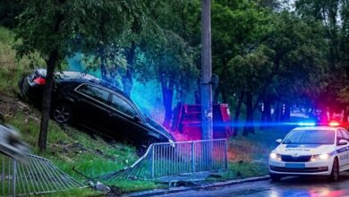 У Дніпрі авто на швидкості злетіло з дороги та застрягло на схилі (Відео)