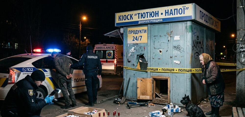 На Дніпропетровщині чоловіки обікрали кіоск через отвір для собак: винесли цигарки й горілку