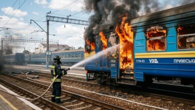 Армія РФ вдарила Росіяни вдарили по електричці з Дніпра: загорівся вагон (Відео)